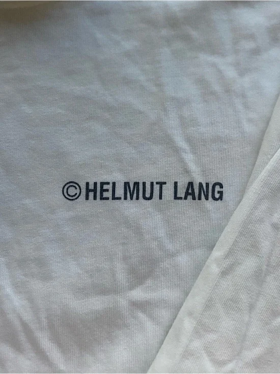 Helmut Lang White Logo Tag Cotton Tee - Picture 2 of 8